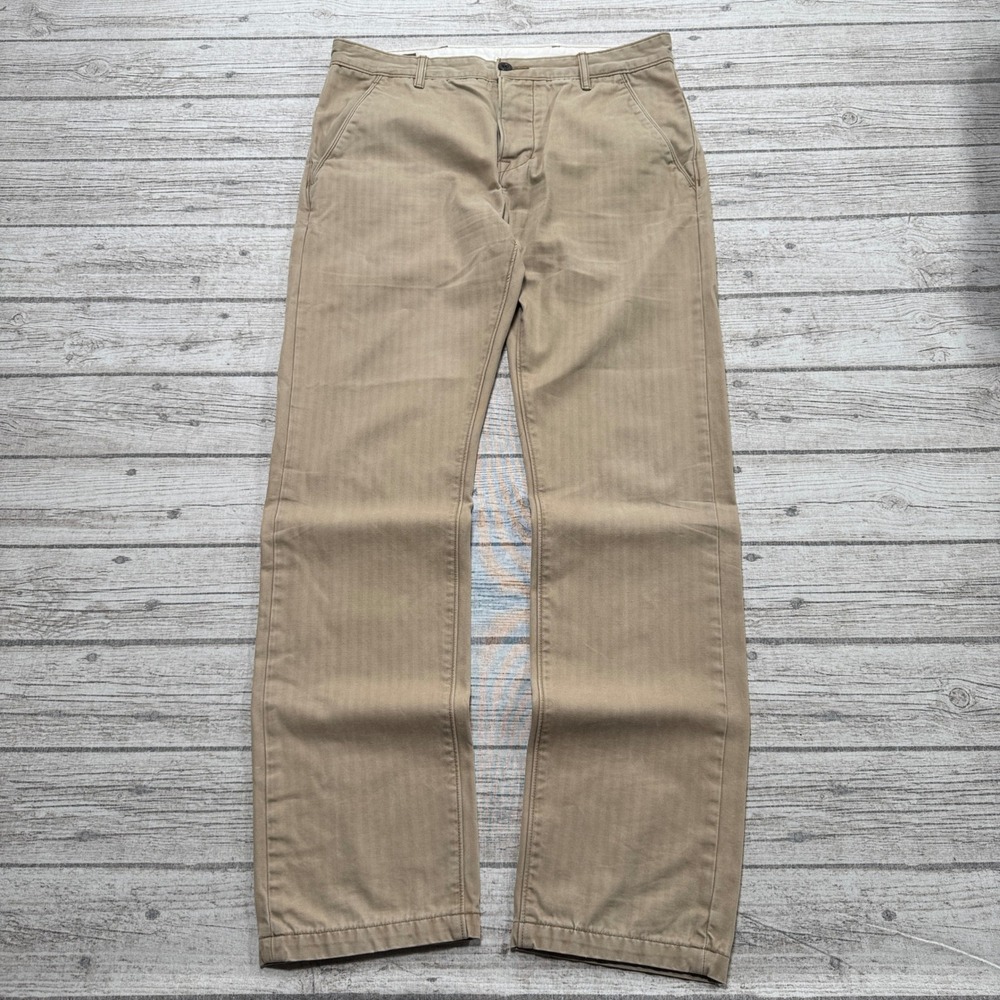Vintage Levi's Pants Men's 34x31 Brown Straight Herringbone High Rise Trousers